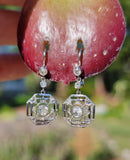 14k white gold Art Deco diamond antique earrings