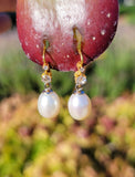 14k gold mine cut diamond & pearl antique earrings