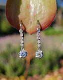 platinum old cut diamond lever back earrings c.1920's-1930's