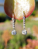 platinum old cut diamond lever back earrings c.1920's-1930's
