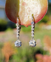 platinum old cut diamond lever back earrings c.1920's-1930's