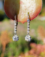 platinum old cut diamond lever back earrings c.1920's-1930's