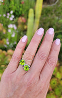 platinum Peridot & Diamond bypass antique estate ring