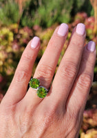 platinum Peridot & Diamond bypass antique estate ring