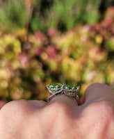 platinum Peridot & Diamond bypass antique estate ring