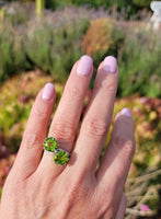 platinum Peridot & Diamond bypass antique estate ring