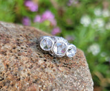 platinum c.1920's filigree c.1920's estate three 3 stone ring - rose cut white sapphires