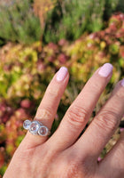 platinum c.1920's filigree c.1920's estate three 3 stone ring - rose cut white sapphires