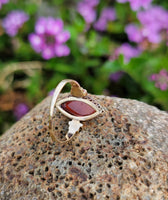 14k gold Victorian carved cameo angel & seed pearl estate navette ring