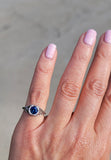 14k white gold blue sapphire filigree vintage c.1920's - 1930's ring