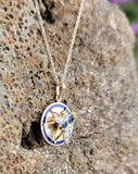 10-14k gold Victorian sapphire & diamond FLY necklace pendant lavaliere