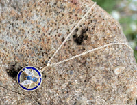 10-14k gold Victorian sapphire & diamond FLY necklace pendant lavaliere