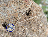 10-14k gold Victorian sapphire & diamond FLY necklace pendant lavaliere