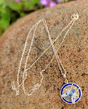 10-14k gold Victorian sapphire & diamond FLY necklace pendant lavaliere