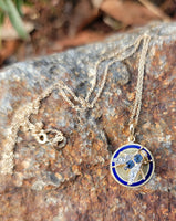 10-14k gold Victorian sapphire & diamond FLY necklace pendant lavaliere