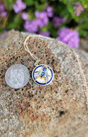 10-14k gold Victorian sapphire & diamond FLY necklace pendant lavaliere