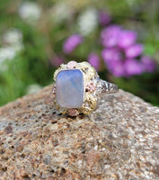 10k tri colored gold c.1920's c.1930's Deco filigree opal ring