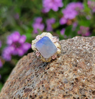 10k tri colored gold c.1920's c.1930's Deco filigree opal ring