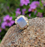 10k tri colored gold c.1920's c.1930's Deco filigree opal ring