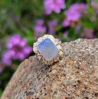 10k tri colored gold c.1920's c.1930's Deco filigree opal ring