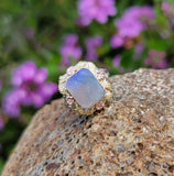10k tri colored gold c.1920's c.1930's Deco filigree opal ring