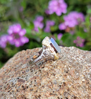 10k tri colored gold c.1920's c.1930's Deco filigree opal ring