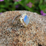 10k tri colored gold c.1920's c.1930's Deco filigree opal ring