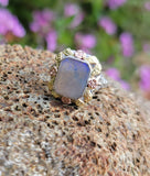 10k tri colored gold c.1920's c.1930's Deco filigree opal ring