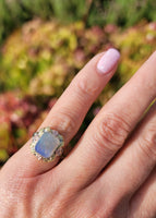 10k tri colored gold c.1920's c.1930's Deco filigree opal ring