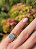 10k tri colored gold c.1920's c.1930's Deco filigree opal ring