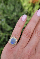 10k tri colored gold c.1920's c.1930's Deco filigree opal ring
