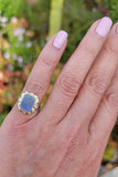 10k tri colored gold c.1920's c.1930's Deco filigree opal ring