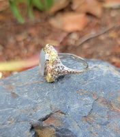 10k tri colored gold c.1920's c.1930's Deco filigree opal ring