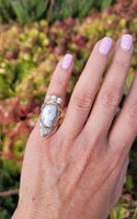 10k gold Victorian carved shell cameo & old cut diamond estate ring - apx 1.75ct tw