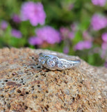 platinum 5 diamond Deco estate band ring - apx .45ct tw