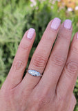 platinum 5 diamond Deco estate band ring - apx .45ct tw