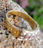 15ct gold Victorian pearl & ruby ring band with hallmarks