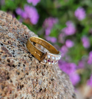 15ct gold Victorian pearl & ruby ring band with hallmarks