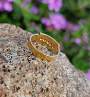 15ct gold Victorian pearl & ruby ring band with hallmarks