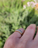15ct gold Victorian pearl & ruby ring band with hallmarks