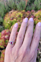 14k gold two tone vintage Deco Ruby filigree ring