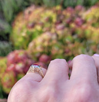 14k gold two tone vintage Deco Ruby filigree ring