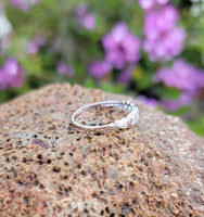10k white gold 5 diamond Deco estate band