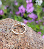 14k gold two tone Deco c.1930's 3 diamond estate ring