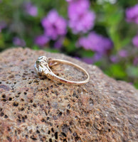 14k gold two tone Deco c.1930's 3 diamond estate ring