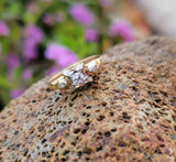 14k gold two tone Deco c.1930's 3 diamond estate ring