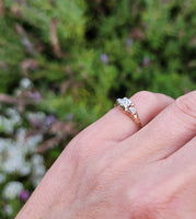 14k gold two tone Deco c.1930's 3 diamond estate ring