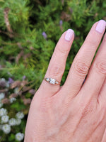 14k gold two tone Deco c.1930's 3 diamond estate ring
