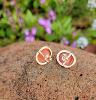 18k yellow gold carved shell cameo studs earrings