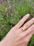 10k gold carved coral cameo estate ring
